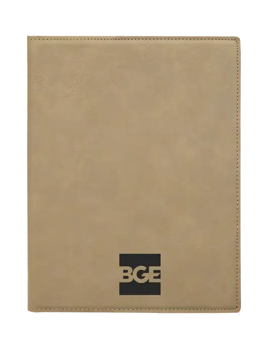 Tan Leatherette 7 x 9 Portfolio with Notepad w/BGE Logo