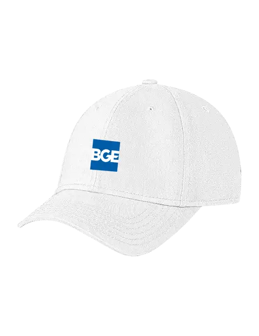 White Structured Soft Snap Closure Hook & Loop Cap w/BGE Logo