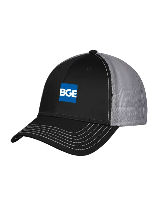 Black/Medium Dark Grey Mesh Trucker Cap Snap Back w/BGE Logo