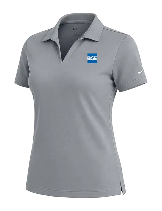 NIKE Medium Grey Womens Dri-Fit Micro Pique Polo w/BGE Logo