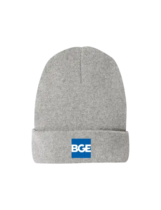 Recycled Light Heather Grey Beanie w/BGE Logo