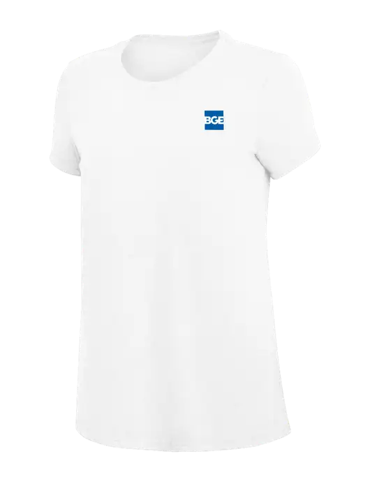 Womens Simply Soft White 4.5oz Poly/Combed Ring Spun Cotton T-Shirt
 w/BGE Logo