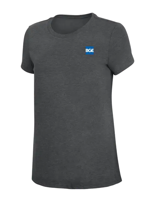 Womens Simply Soft Charcoal 4.5oz Poly/Combed Ring Spun Cotton T-Shirt w/BGE Logo
