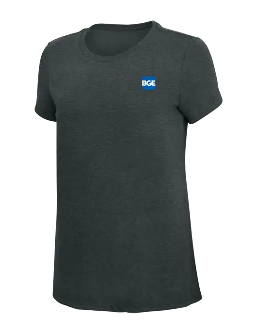 Womens Simply Soft Black Frost 4.5oz Poly/Combed Ring Spun Cotton T-Shirt w/BGE Logo