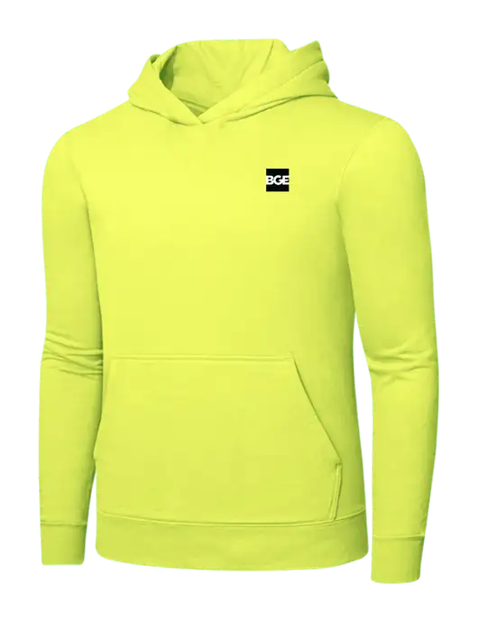 Safety Yellow 7.8. oz Ring Spun Hooded Sweatshirt w/BGE Logo