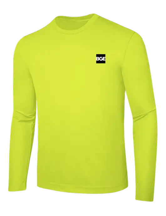 Long Sleeve Safety Yellow PosiCharge Competitor Tee w/BGE Logo