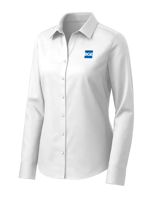 Brooks Brothers Womens White Wrinkle-Free Stretch Pinpoint Shirt w/BGE Logo