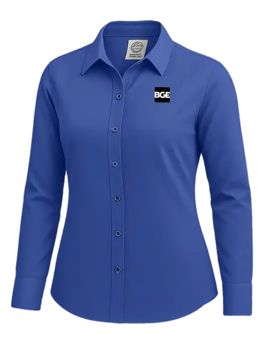 Brooks Brothers Womens Royal Blue Wrinkle-Free Stretch Nailhead Shirt w/BGE Logo