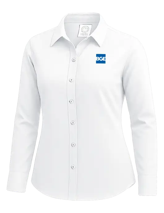 Brooks Brothers Womens White Wrinkle-Free Stretch Nailhead Shirt w/BGE Logo
