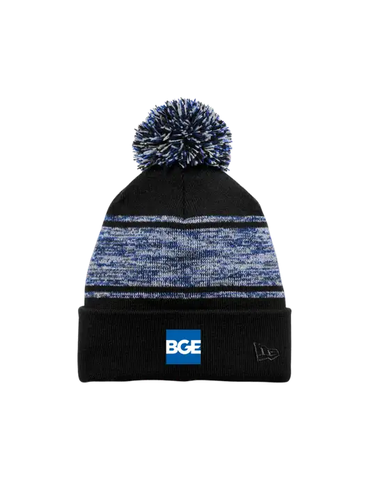 New Era Black/Royal Knit Chilled Pom Beanie w/BGE Logo