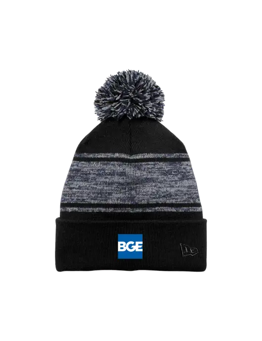 New Era Black/Navy Knit Chilled Pom Beanie w/BGE Logo