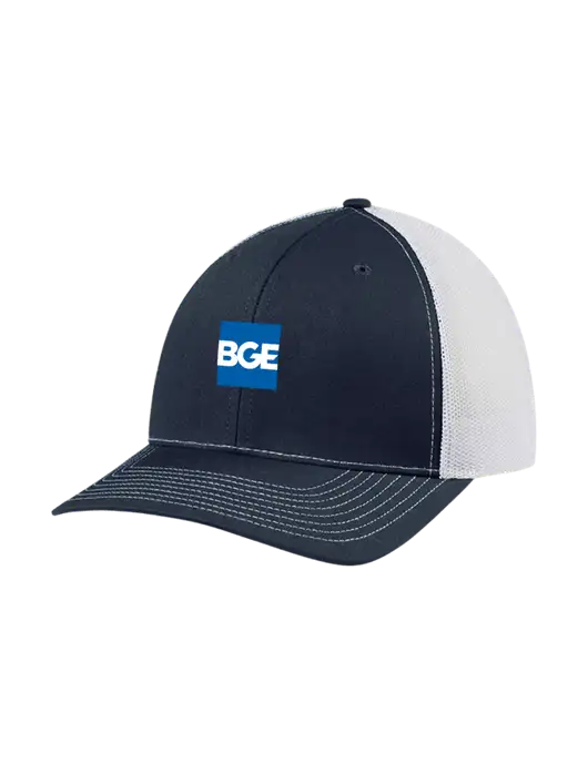 Richardson Adjustable Snapback Original 112 Trucker Cap Navy w/White Mesh w/BGE Logo