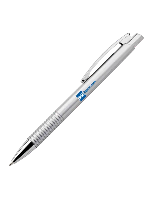 Malay Silver Ballpoint Pen - Blue Ink w/BGE URL Logo