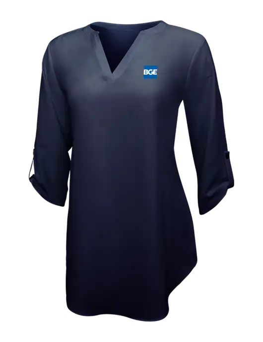 Navy Womens 3/4 Sleeve Tunic Blouse w/BGE Logo