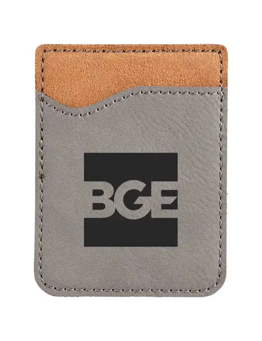 Grey Laserable Leatherette Phone Wallet w/BGE Logo