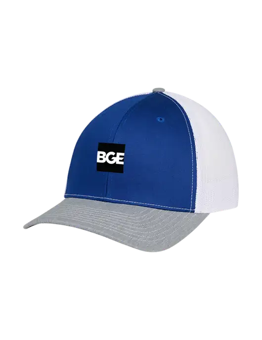 Richardson Adjustable Snapback Original 112 Trucker Cap Royal/HeatherGrey/White Mesh w/BGE Logo