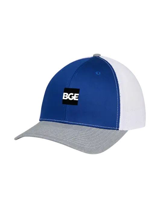 Richardson Adjustable Snapback Original 112 Trucker Cap Royal/HeatherGrey/White Mesh w/BGE Logo