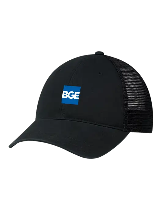 Richardson 111 Garment Washed Trucker Cap Black w/Black Mesh w/BGE Logo