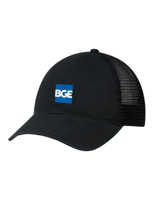 Richardson 111 Garment Washed Trucker Cap Black w/Black Mesh w/BGE Logo