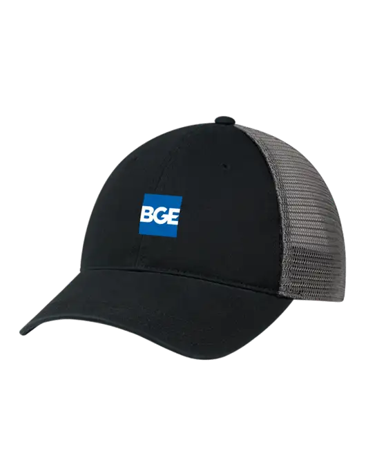 Richardson 111 Garment Washed Trucker Cap Black w/Charcoal Mesh w/BGE Logo