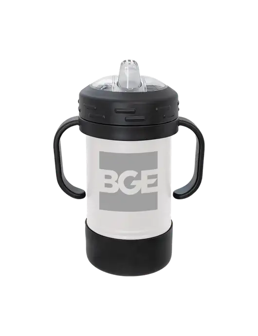 Polar Camel 10 oz Powder Coated White Sippy Cup w/BGE Logo