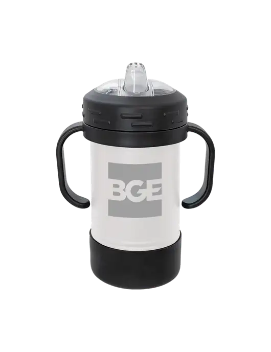 Polar Camel 10 oz Powder Coated White Sippy Cup w/BGE Logo