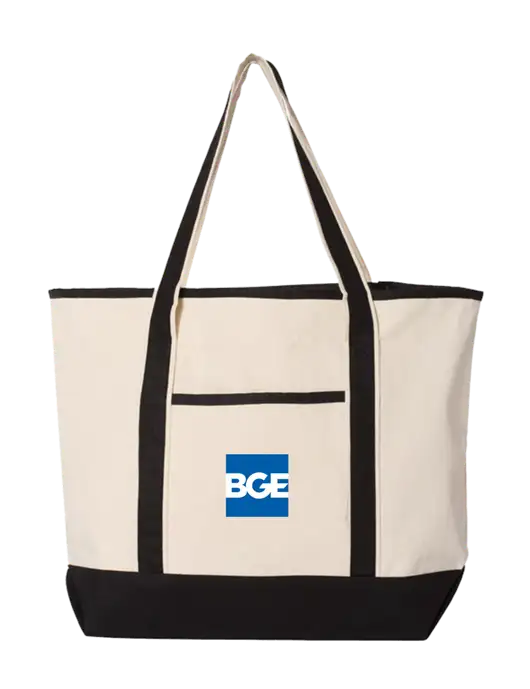 Natural/Black Large Canvas Deluxe Tote w/BGE Logo