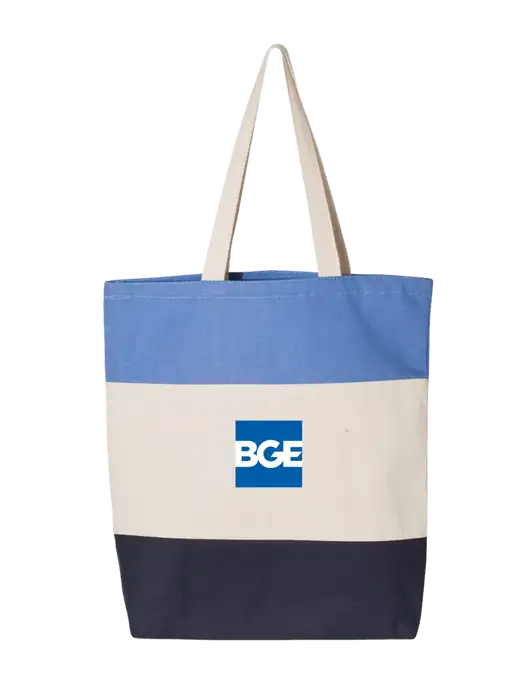 Light Blue/Natural/Navy Tri-Color Tote  w/BGE Logo