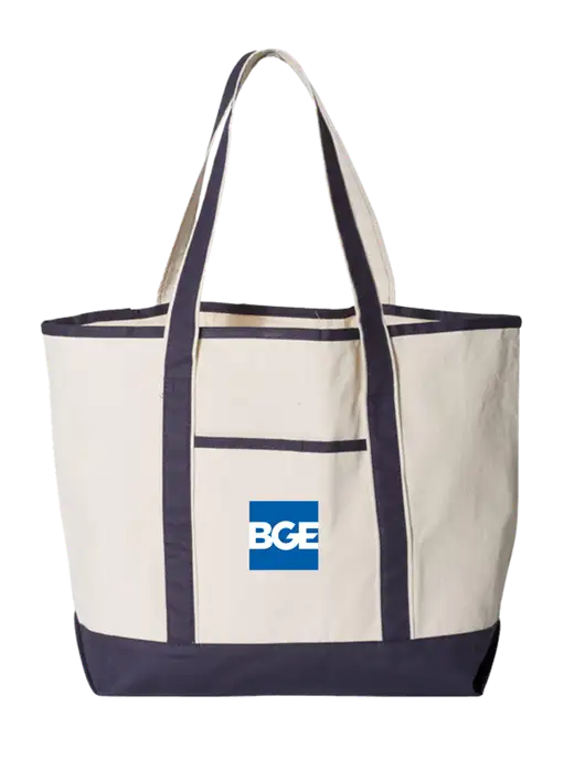 Natural/Navy Large Canvas Deluxe Tote w/BGE Logo