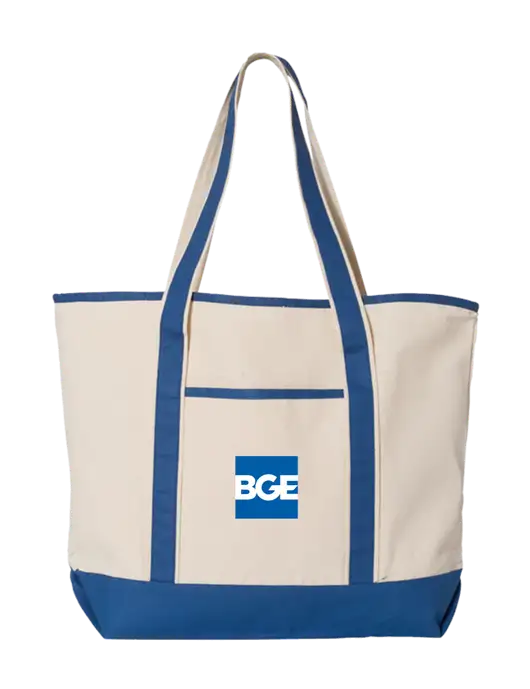 Natural/Royal Large Canvas Deluxe Tote w/BGE Logo