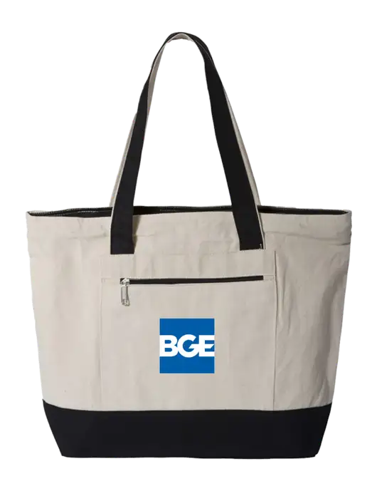 Natural/Black Zippered Tote  w/BGE Logo