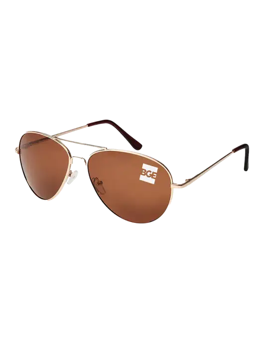 Aviator Coffee Brown with Gold Sunglasses  w/BGE Logo