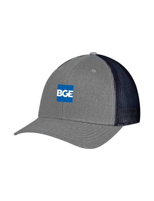 Richardson Adjustable Snapback Original 112 Trucker Cap Heather Grey w/Navy Mesh w/BGE Logo
