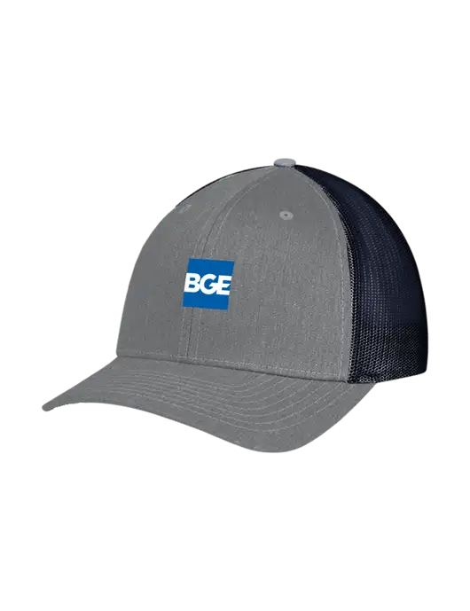 Richardson Adjustable Snapback Original 112 Trucker Cap Heather Grey w/Navy Mesh w/BGE Logo