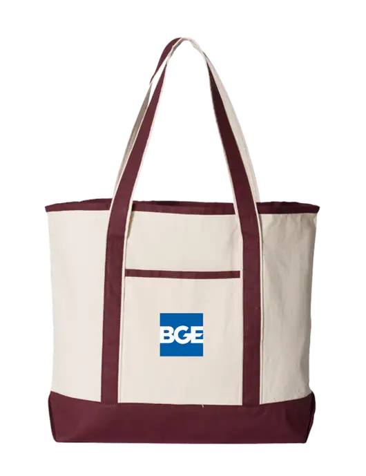 Natural/Maroon Large Canvas Deluxe Tote w/BGE Logo