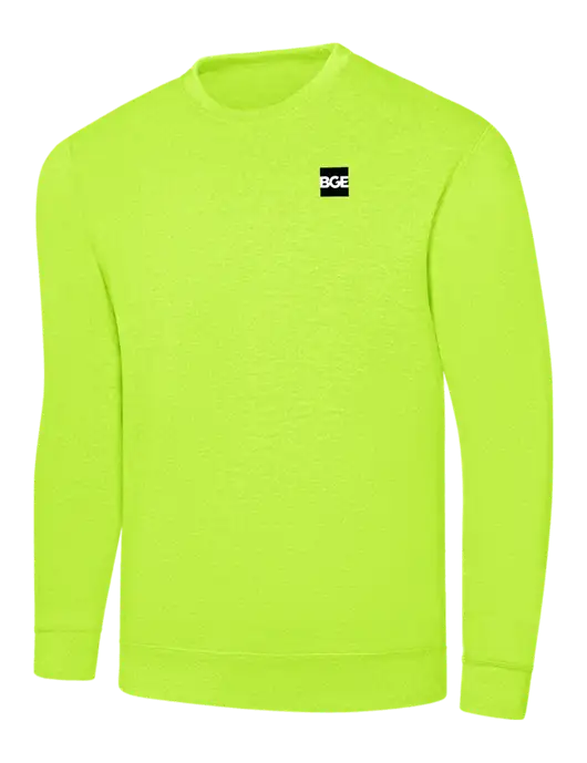 Safety Yellow 7.8 oz Ring Spun Crew Sweatshirt w/BGE Logo