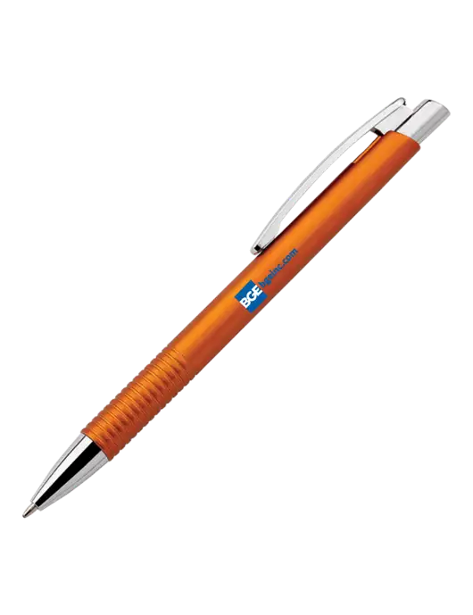 Malay Orange Ballpoint Pen - Blue Ink w/BGE URL Logo