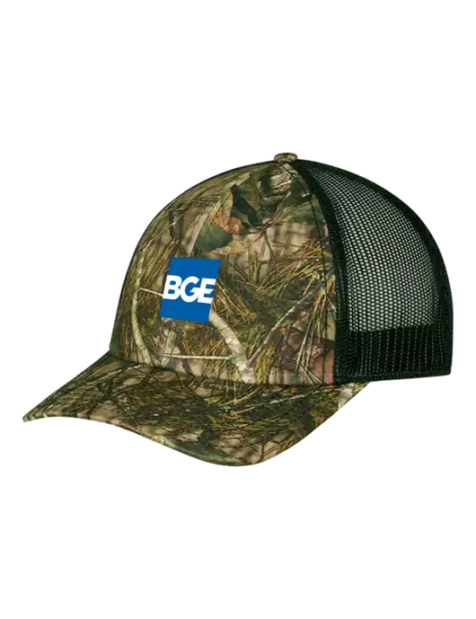 Mossy Oak Break Up Country/Black Mesh Trucker Cap w/Snap Back  w/BGE Logo