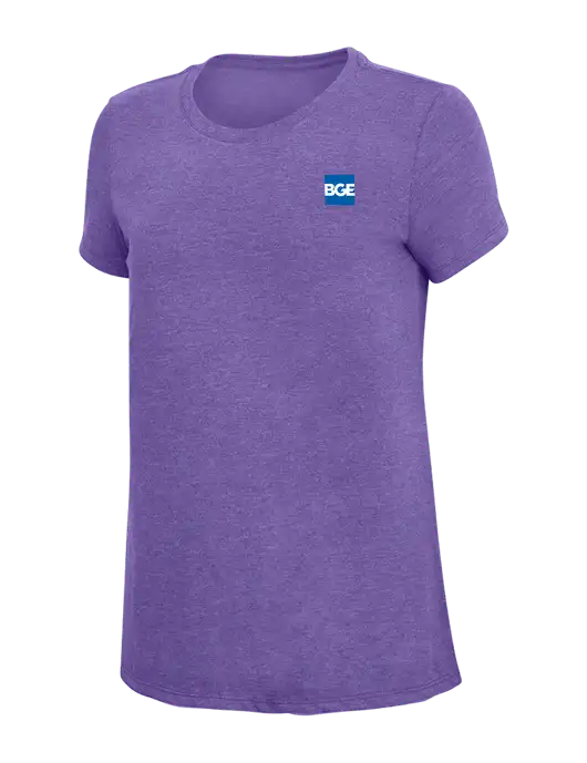 Womens Simply Soft Purple Frost 4.5oz  Poly/Combed Ring Spun Cotton T-Shirt w/BGE Logo