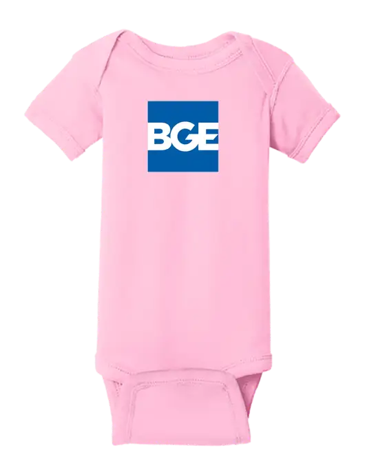 Rabbit Skins Pink Infant Short Sleeve Baby Rib Bodysuit w/BGE Logo
