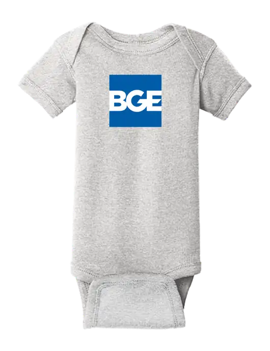 Rabbit Skins Light Grey Heather Infant Short Sleeve Baby Rib Bodysuit w/BGE Logo
