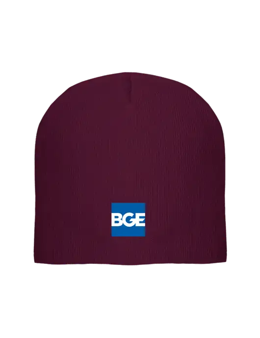 Solid Maroon Element Knit Beanie w/BGE Logo