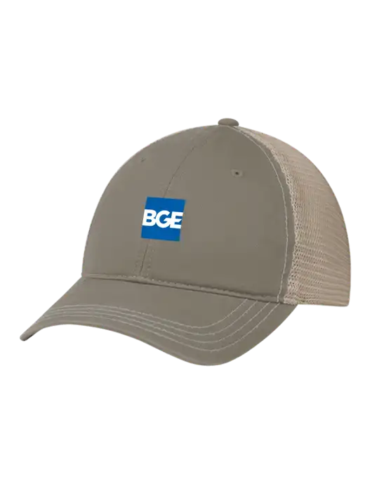 Richardson 111 Garment Washed Trucker Cap Medium Taupe w/Tan Mesh w/BGE Logo