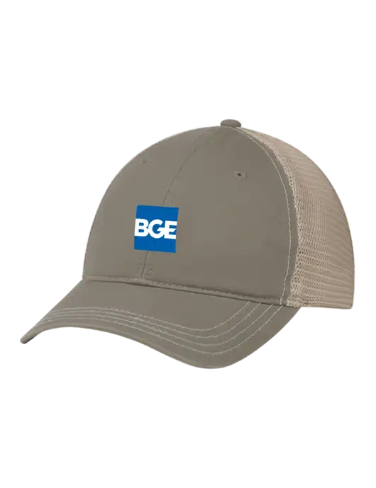 Richardson 111 Garment Washed Trucker Cap Medium Taupe w/Tan Mesh w/BGE Logo