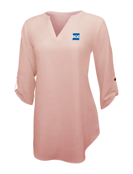 Light Coral Womens 3/4 Sleeve Tunic Blouse w/BGE Logo
