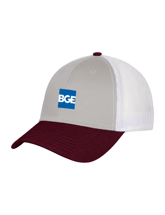 Maroon/Heather Grey/White Mesh Trucker Cap Snap Back w/BGE Logo