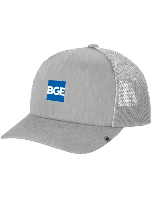 TravisMathew Light Medium Grey Heather Cruz Trucker Cap w/BGE Logo