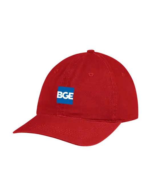 Garment Washed Unstructured Twill Red Cap w/BGE Logo