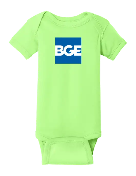 Rabbit Skins Neon Green Infant Short Sleeve Baby Rib Bodysuit w/BGE Logo