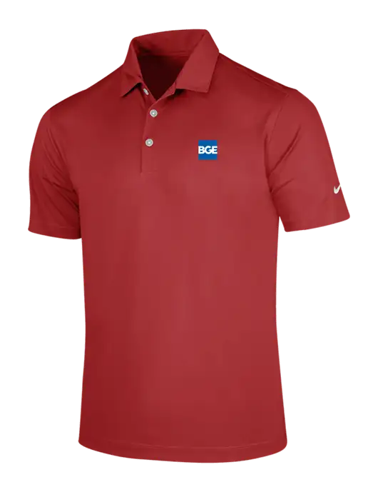 NIKE Red Dri-Fit Vertical Mesh Polo w/BGE Logo